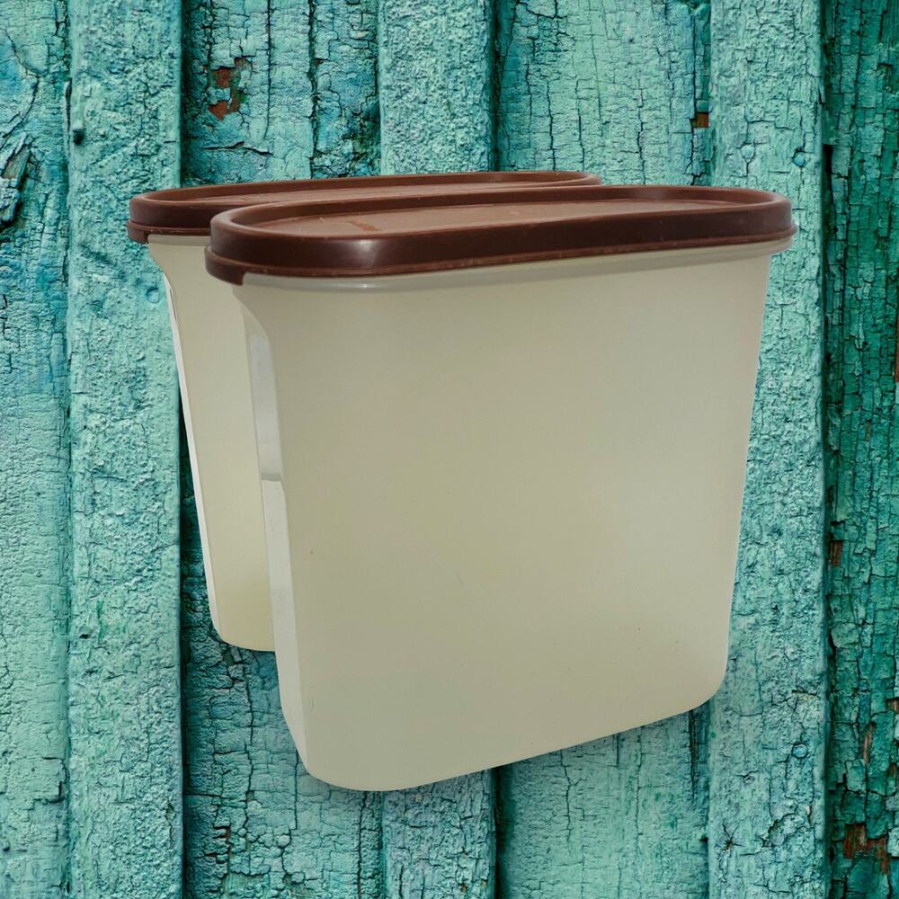 Tupperware Modular Mates Oval 3 Containers Brown Lids 7.25 Cups 1613 1616 Set x2